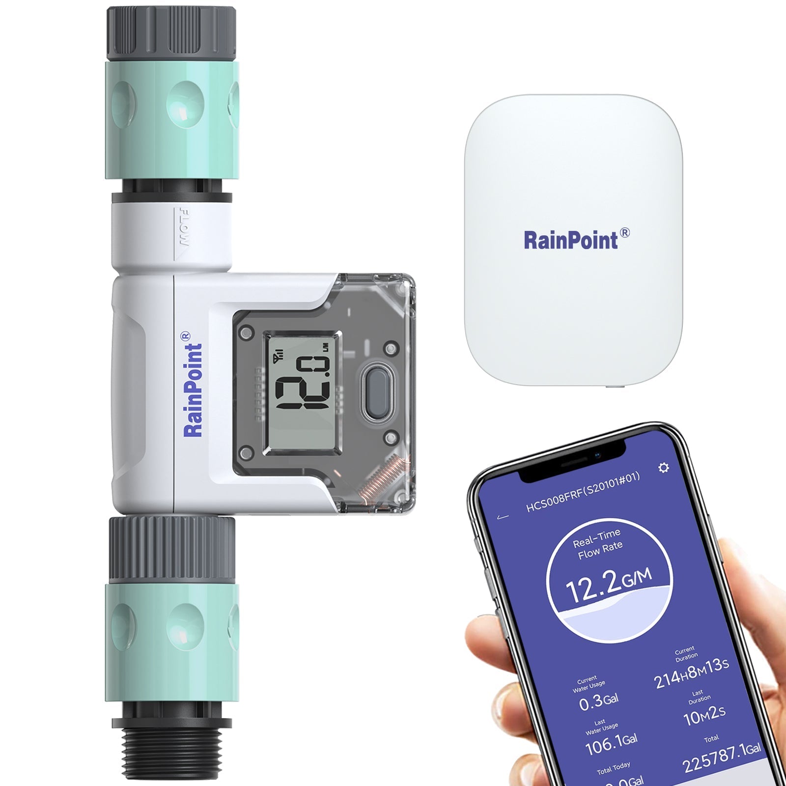 RainPoint Wi-Fi Water Flow Meter - alternate angle