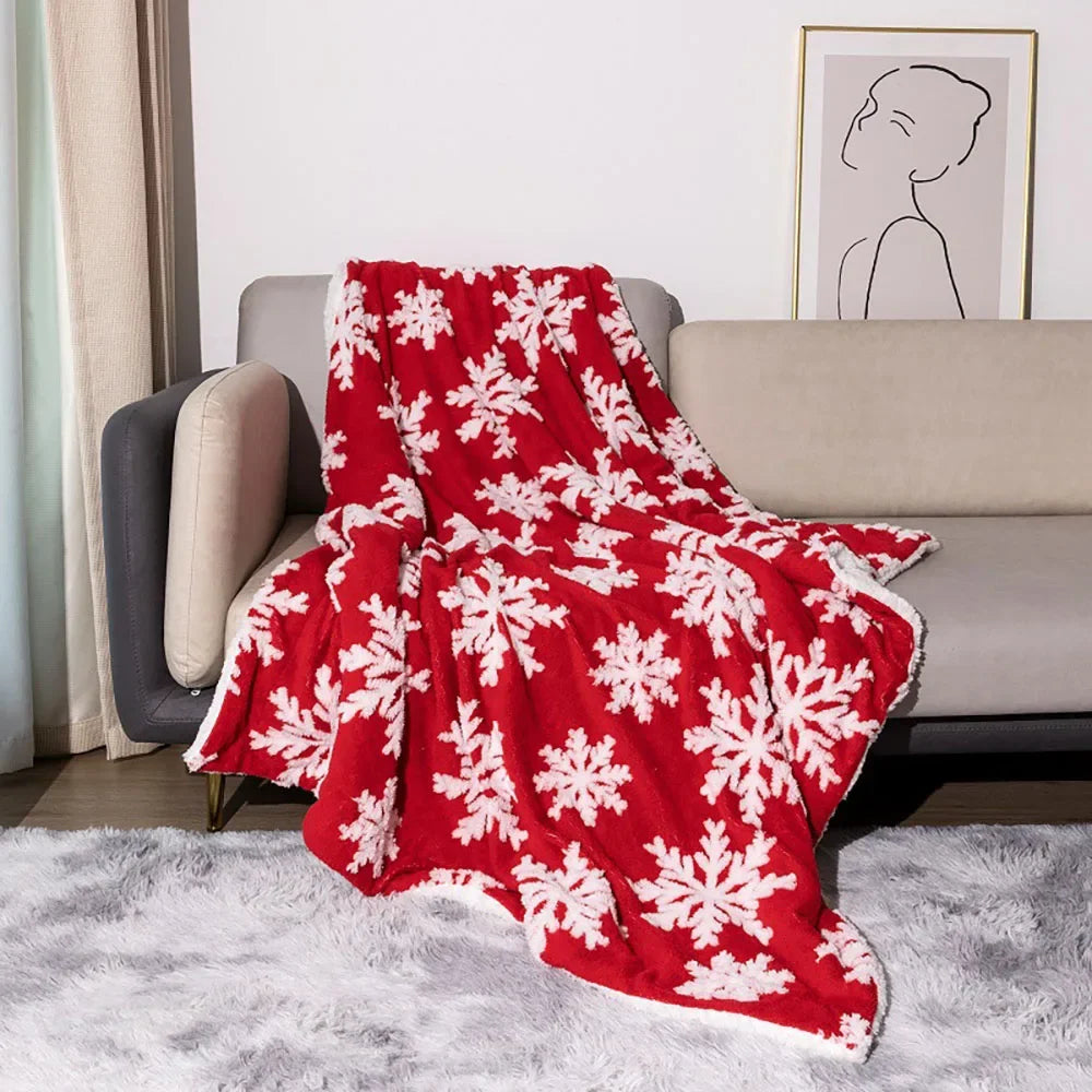 Christmas Wool Blanket Throw for Sofa and Bed - detail