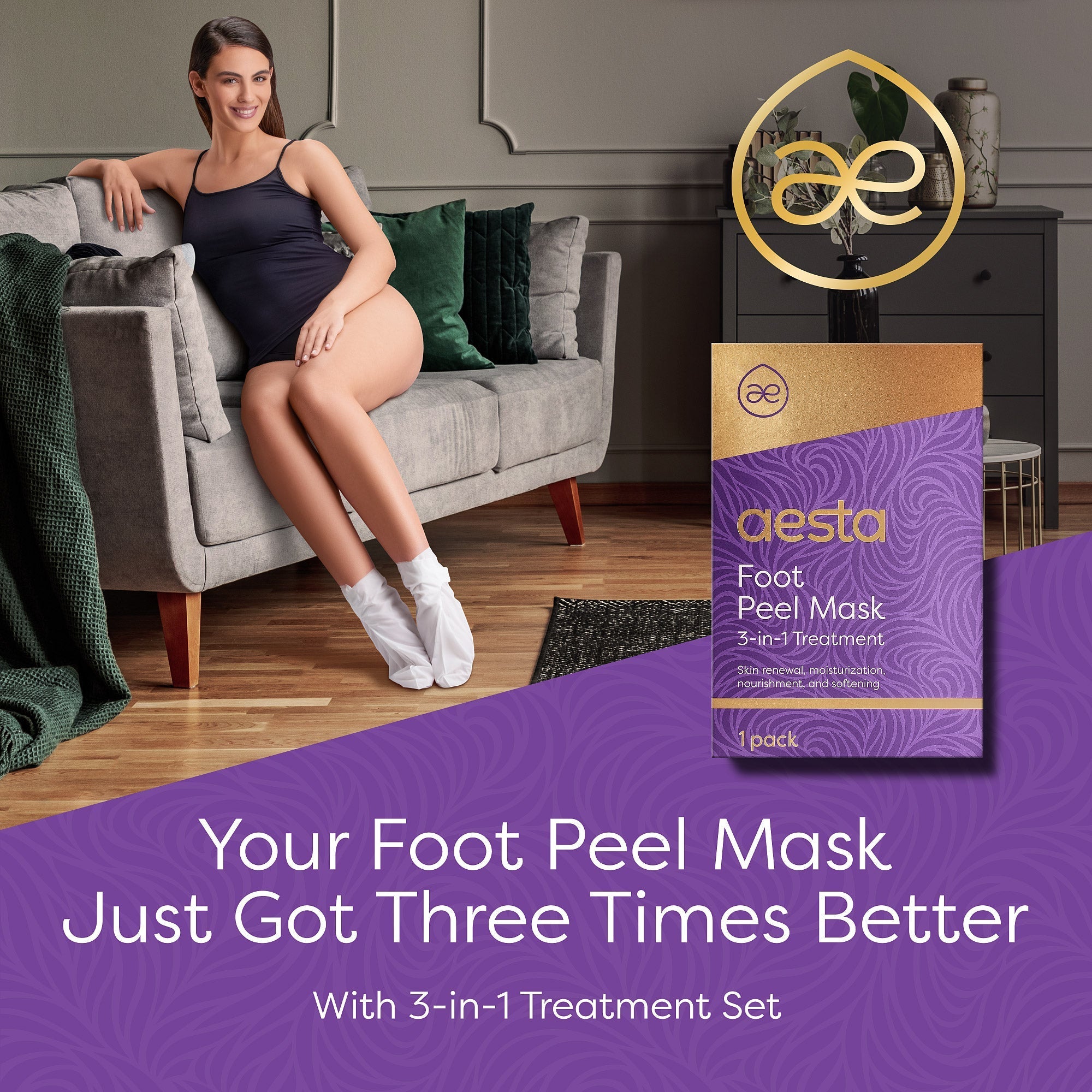 Aesta 3-in-1 Foot Peel Mask, Full-Cycle Foot Care: Revitalizing Mousse, 3-in-1 - alternate angle