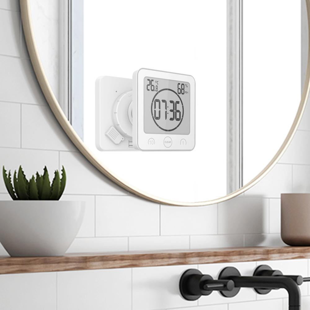 Waterproof Shower Clock w/ Timer (2 Packs), Waterproof - in use