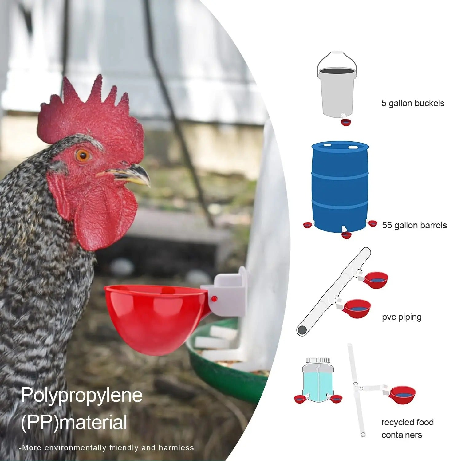 Automatic Chicken Waterer Cups (10 Pack) - detail