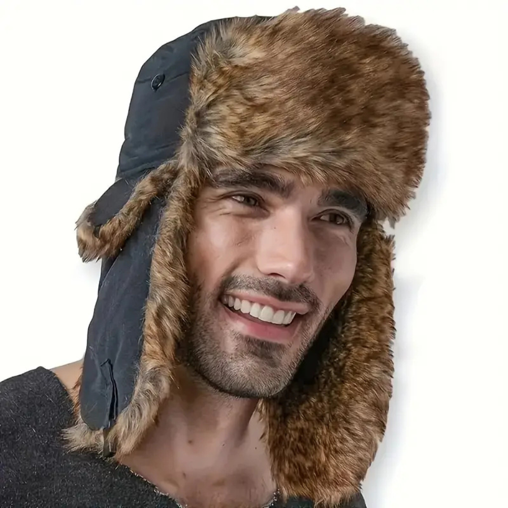 Cozy Faux Fur Winter Earflap Aviator Ski Hat - alternate angle