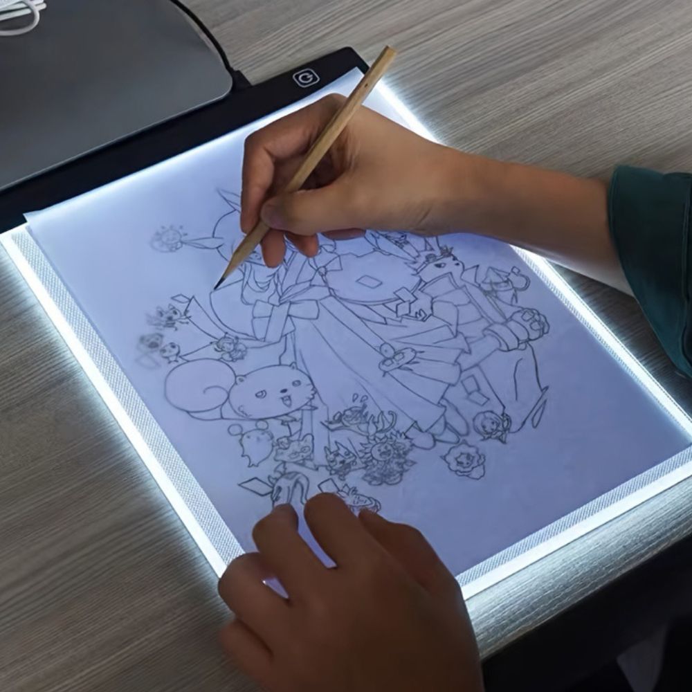 A4 A5 Ultra-Thin LED Drawing Tablet for Tracing & Sketching - in use