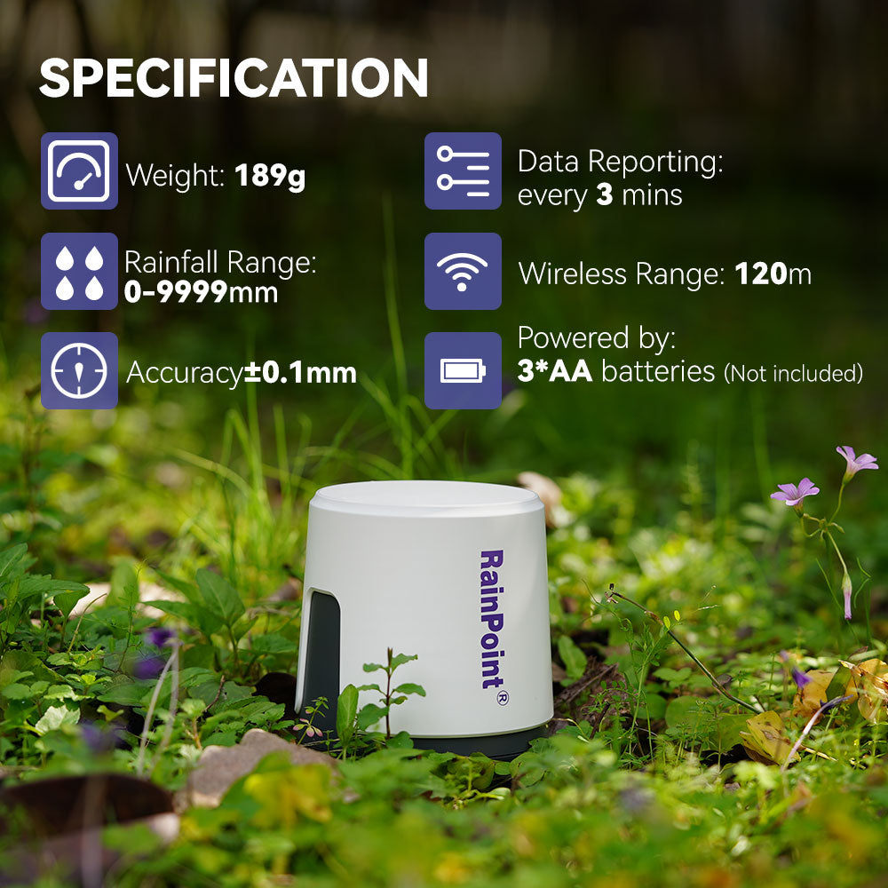 Rainpoint Wireless WiFi Rain Gauge (Hub Required), Wireless - alternate angle