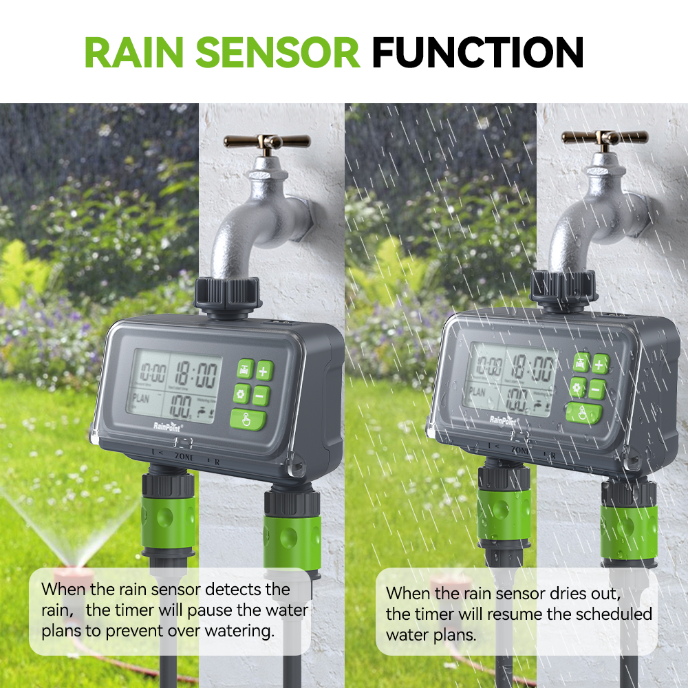 2 Zone Water Timer for Garden Hose - in use
