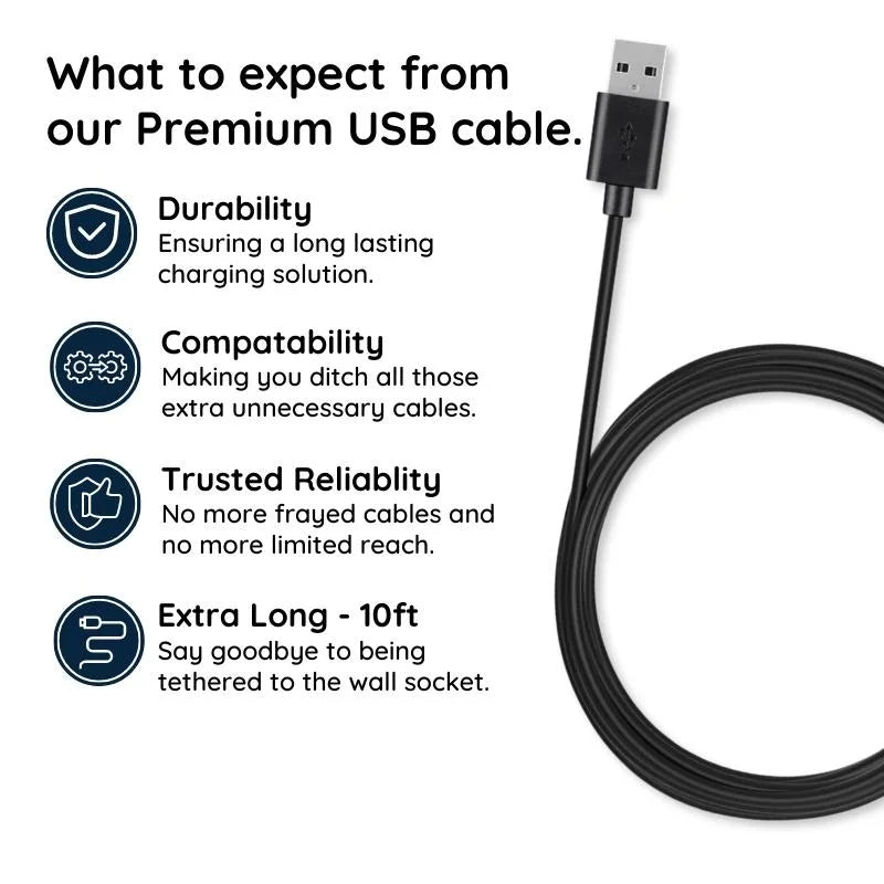 10ft Premium Braided Micro USB Cable - Fast Charging