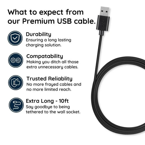 10ft Premium Braided Micro USB Cable - Fast Charging