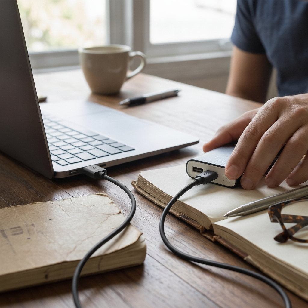 The Ten-Foot Braided Micro USB Cable showing its compact design, premium finish, and included accessories on a clean background.
