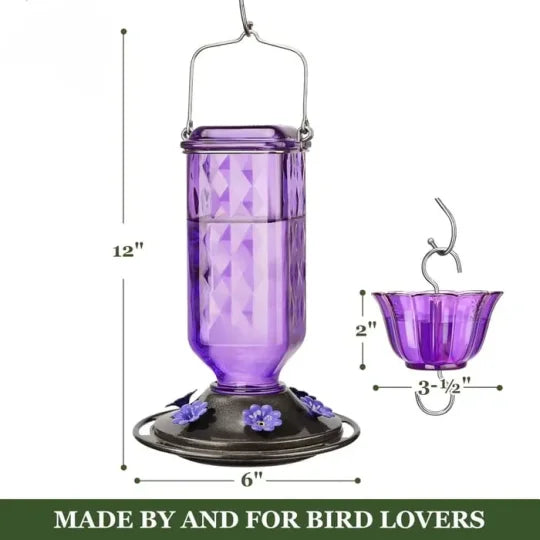 24oz Leak Proof Glass Hummingbird Feeder - detail
