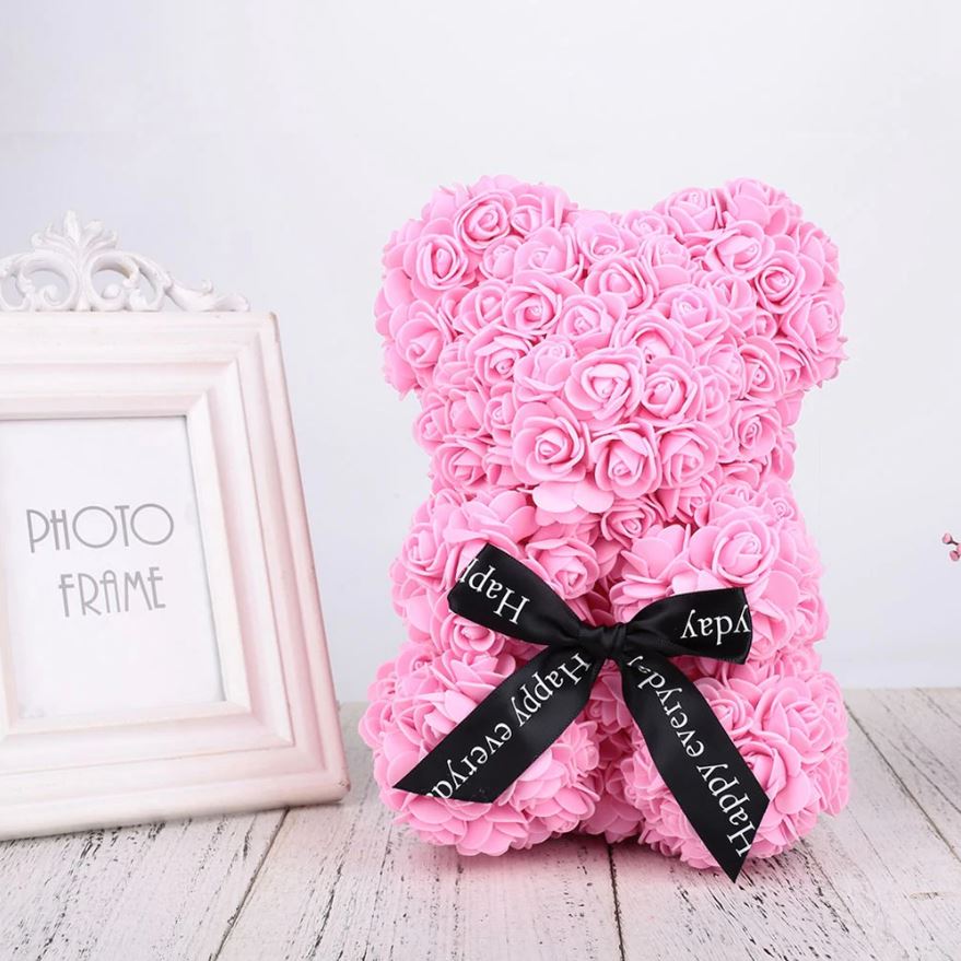 Eternal Love Rose Flower Valentine's Teddy Bear Gift 10" - alternate angle