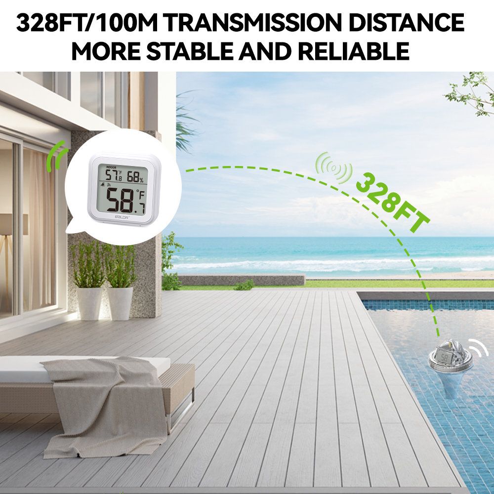 Wireless Pool Thermometer - Accurate Swimming Pool & Pond Temperature Monitor, Wireless
