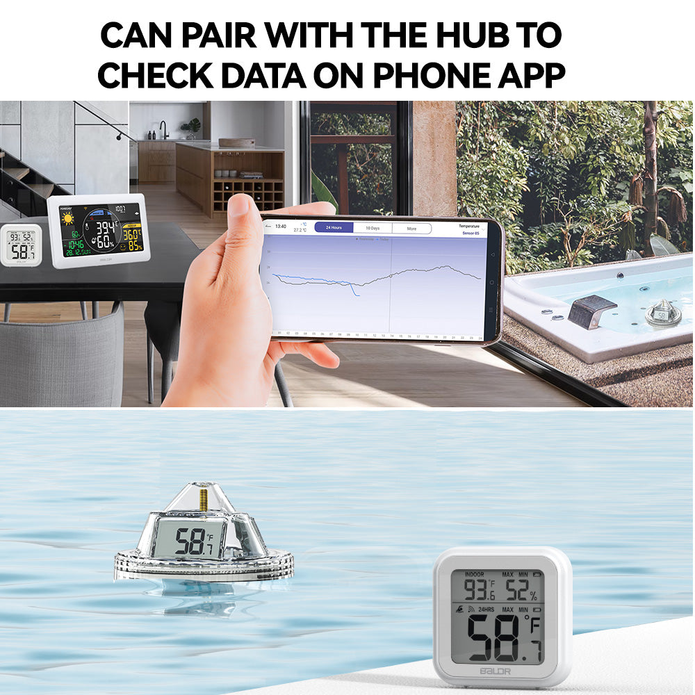 Wireless Pool Thermometer - Accurate Swimming Pool & Pond Temperature Monitor, Wireless