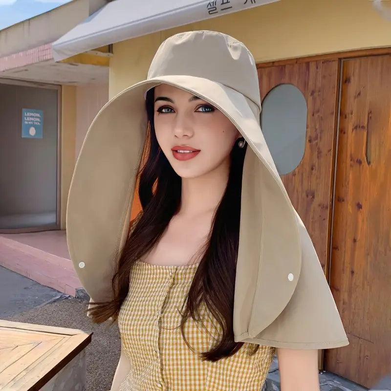Elegant Wide Brim Sun Protection Shawl Hat for Women - alternate angle