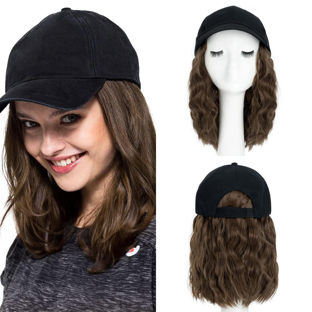 Heat Resistant Synthetic Wavy Wig Extension Baseball Cap - detail