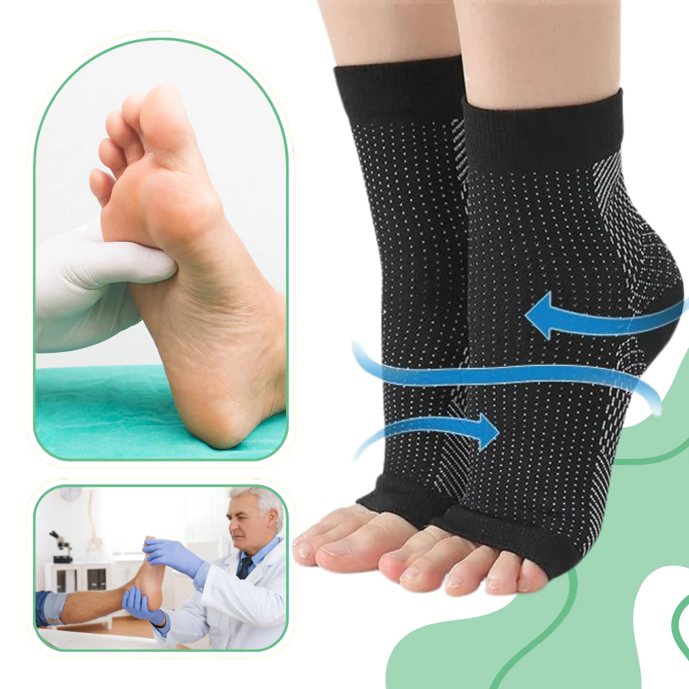 Compression Support Socks with Open-Toe Design and Non-Slip Fit - in use