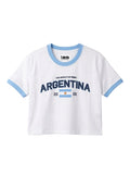 Argentina Ringer Tee||Argentine t-shirt graphique bords contraste