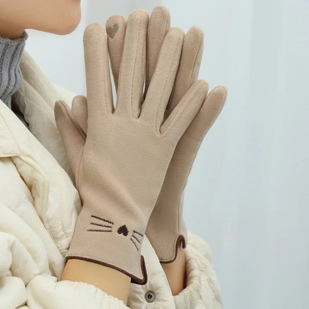 Cat Touchscreen Winter Gloves for Women - detail