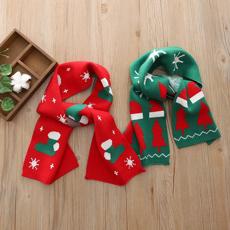 Cute Christmas Knit Scarf for Kids Winter - detail