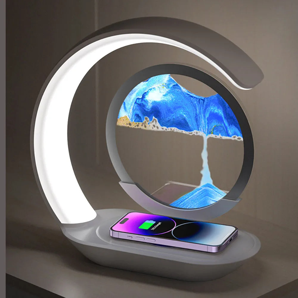 3D Sand Art Table Lamp with Wireless Charger - detail