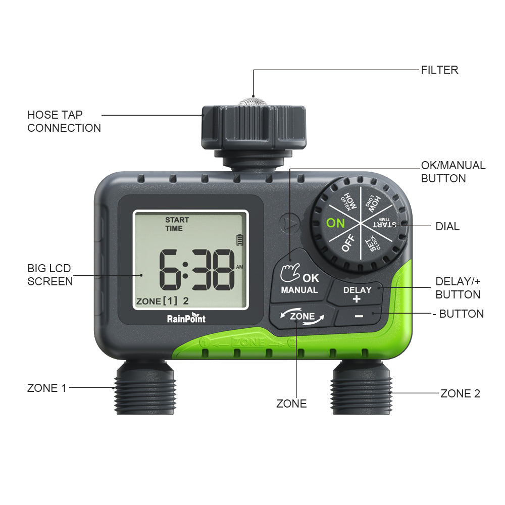 Rainpoint 2-Zone Smart Water Timer for Garden Hose - detail