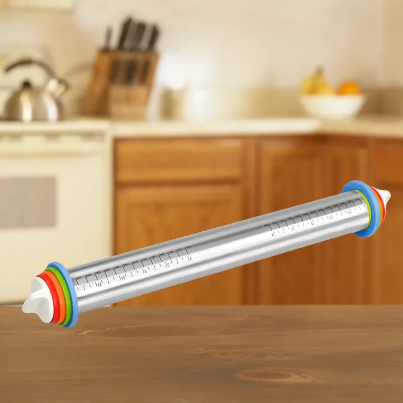 Adjustable Rolling Pin with Rings - alternate angle