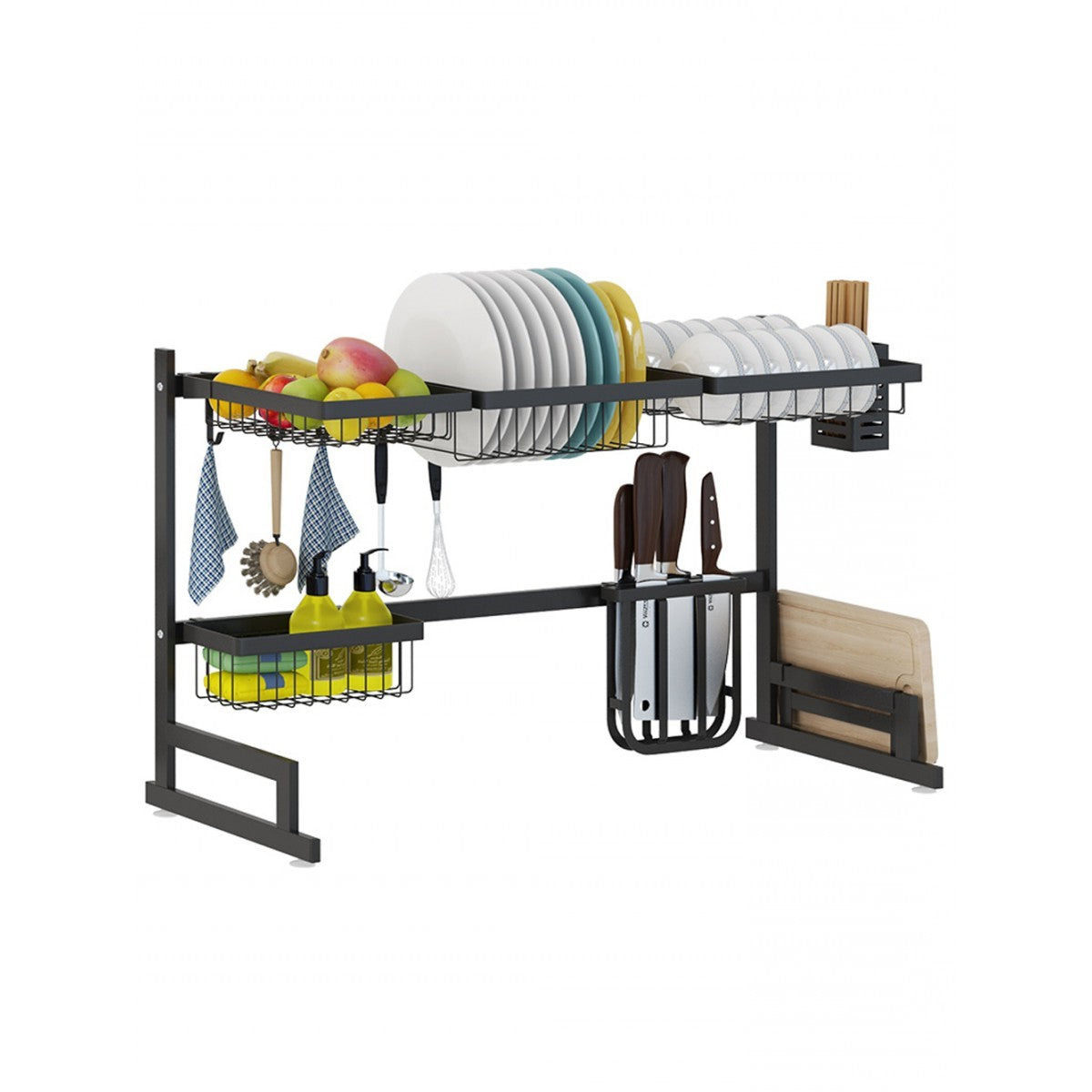 34.6" Stainless Steel Over-the-Sink Dish Drying Rack - Black Finish