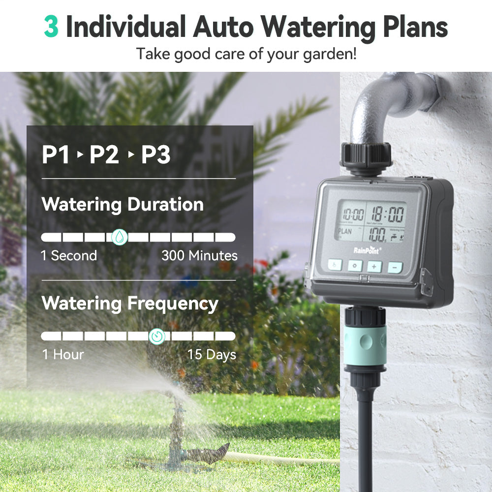 RainPoint Garden Sprinkler Watering Timer - in use