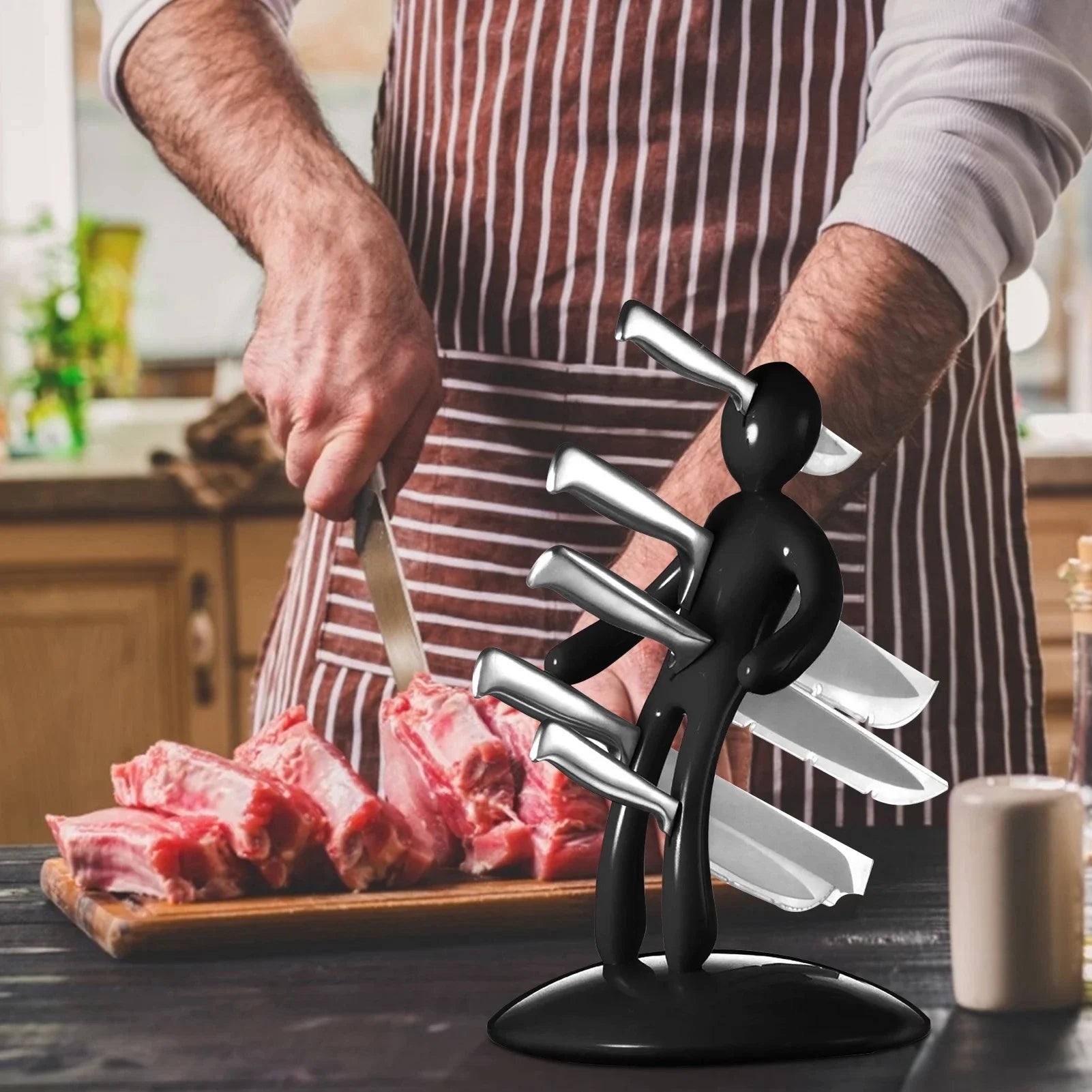 Creative Humanoid Kitchen Knife Holder Set - detail