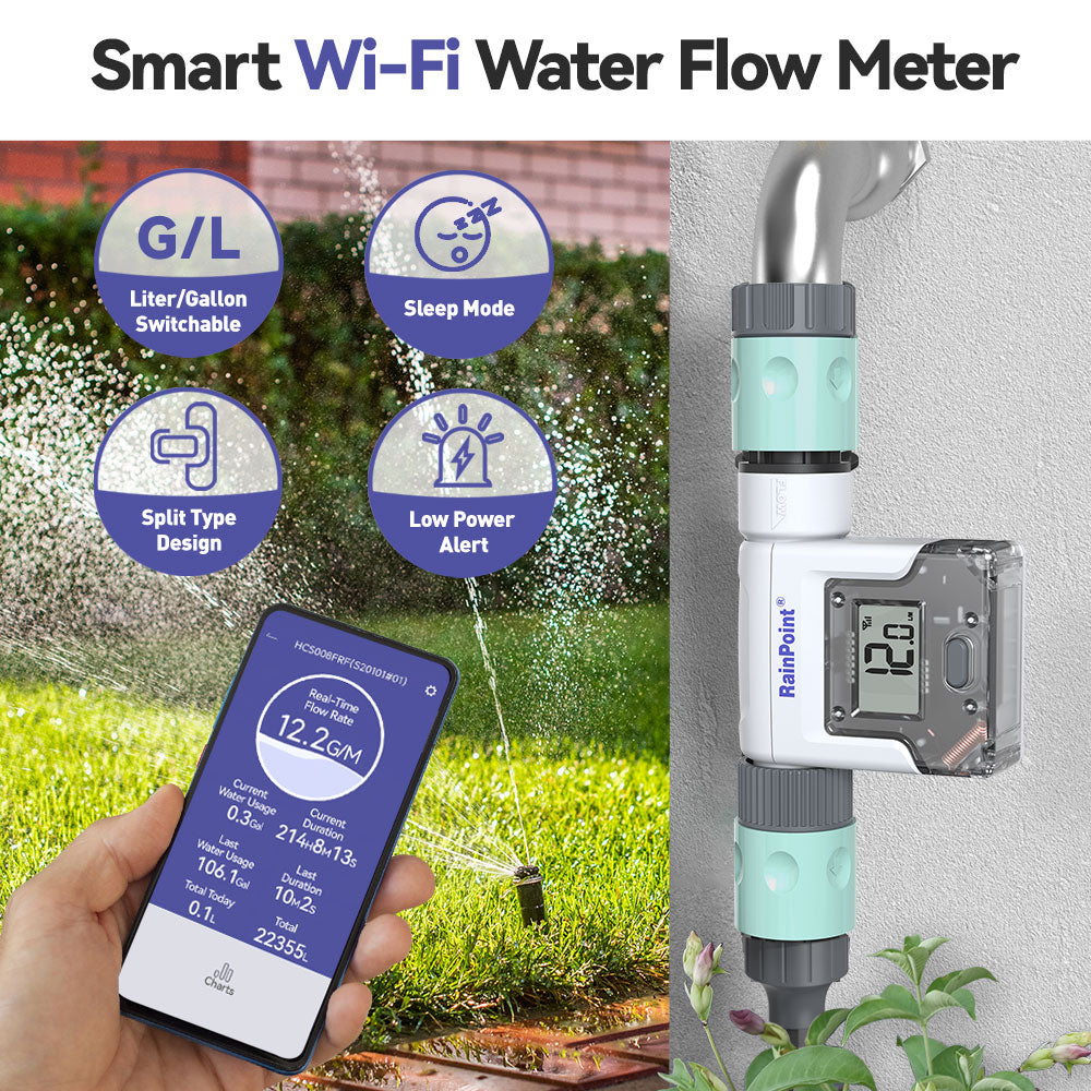 RainPoint Wi-Fi Water Flow Meter - in use
