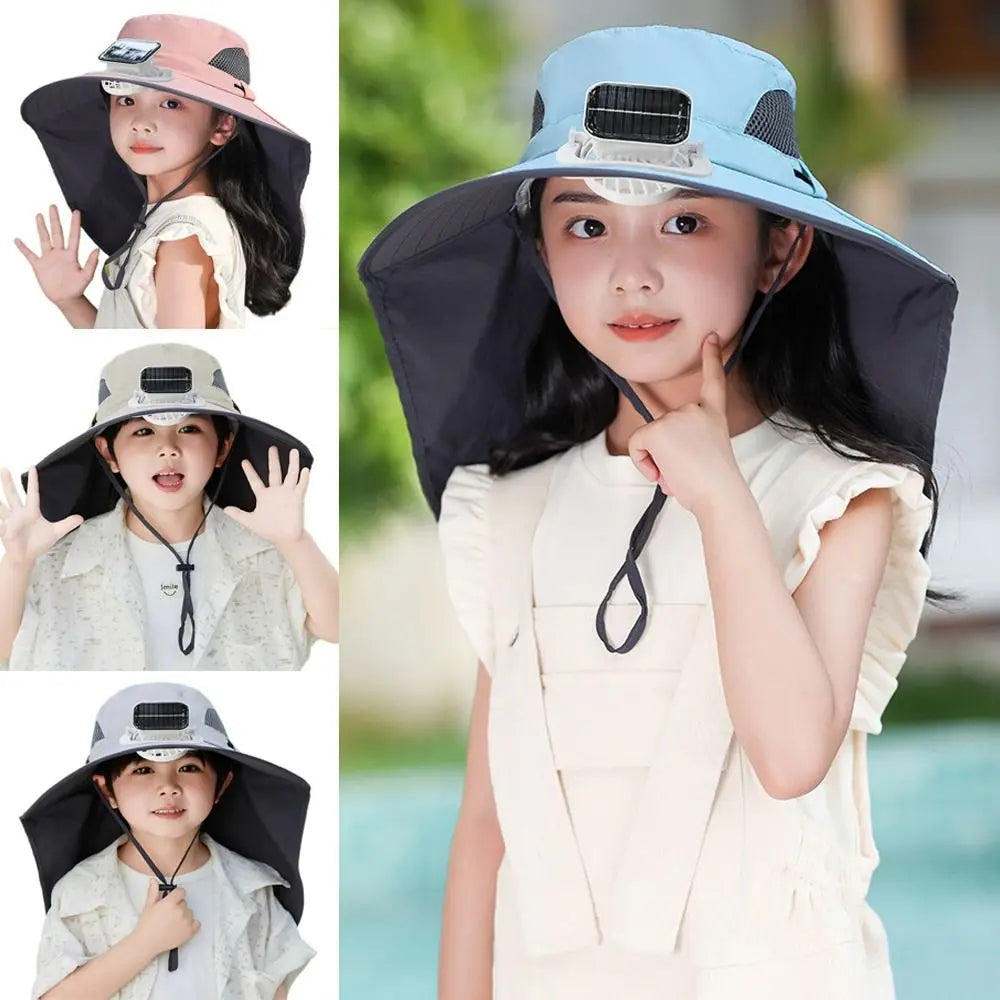 Adjustable Kids Solar Fan Hat - detail