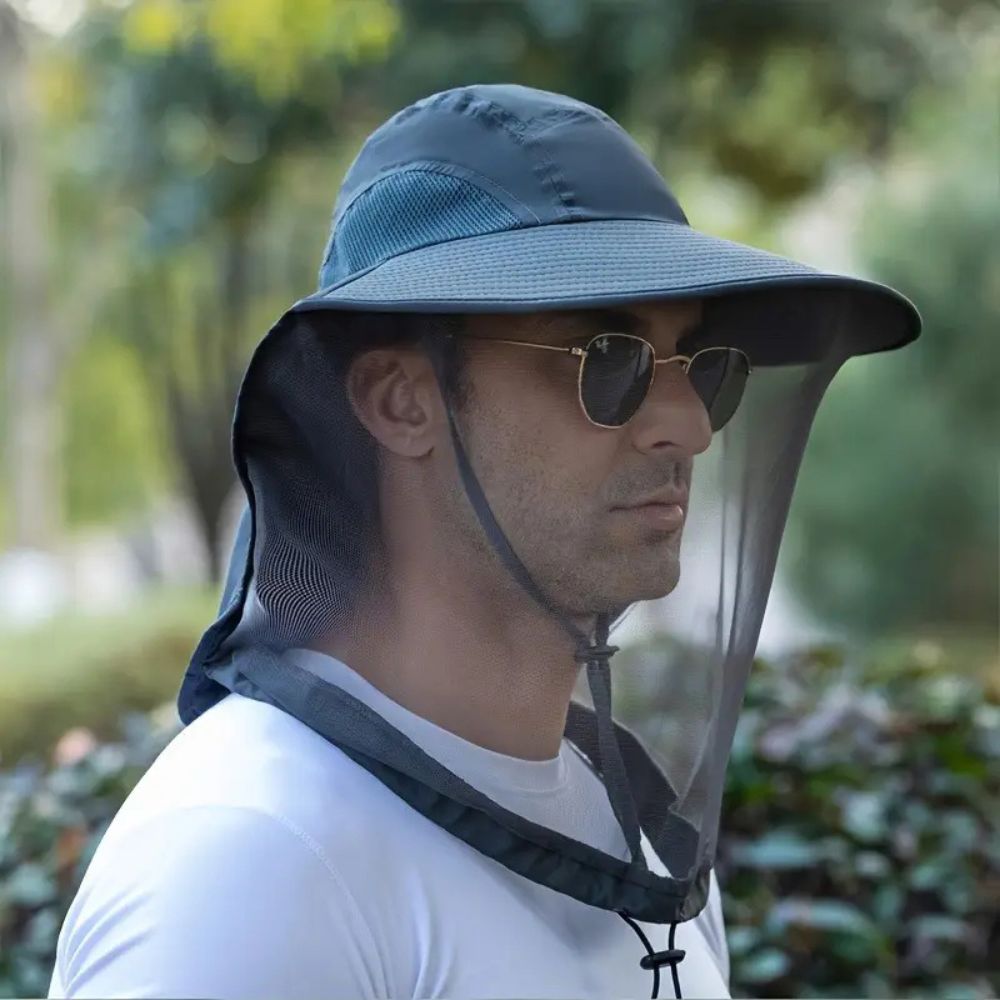 Breathable Sun and Mosquito Protection Wide Brim Hat - alternate angle