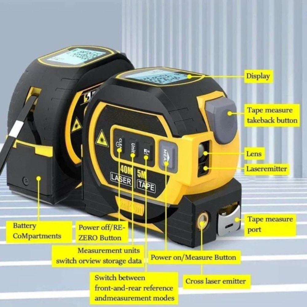 3-in-1 Infrared Laser Tape Measure with Digital Display and Traditional Tape - detail