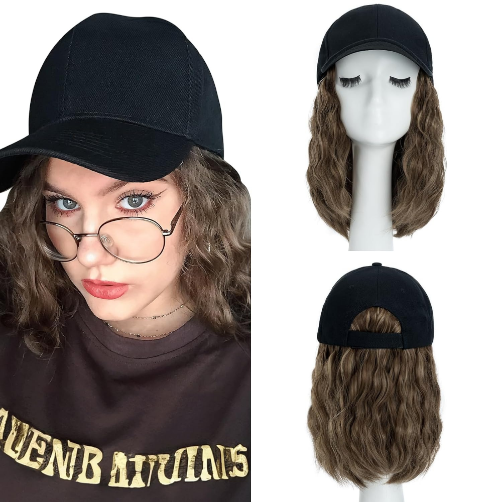 Heat Resistant Synthetic Wavy Wig Extension Baseball Cap - detail