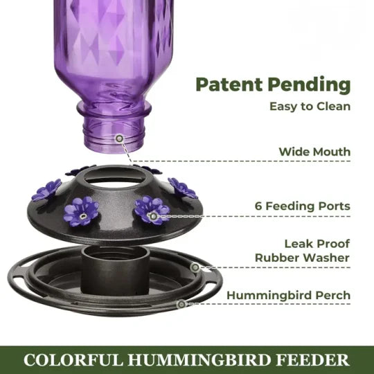 24oz Leak Proof Glass Hummingbird Feeder - alternate angle
