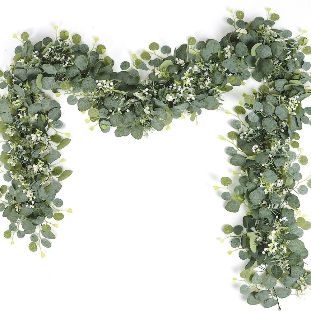 Elegant Decorative Faux Eucalyptus Garland - alternate angle