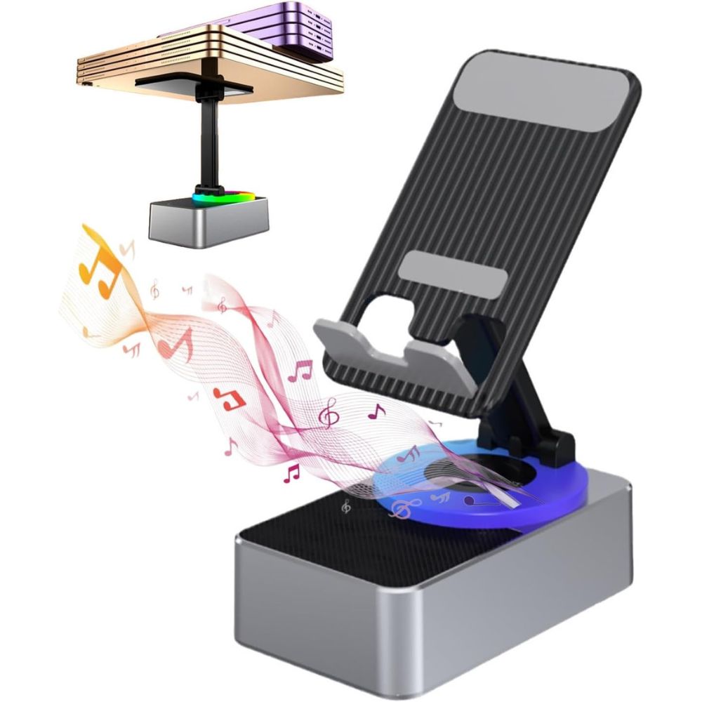 4-in-1 Phone Stand with Bluetooth Speaker - in use