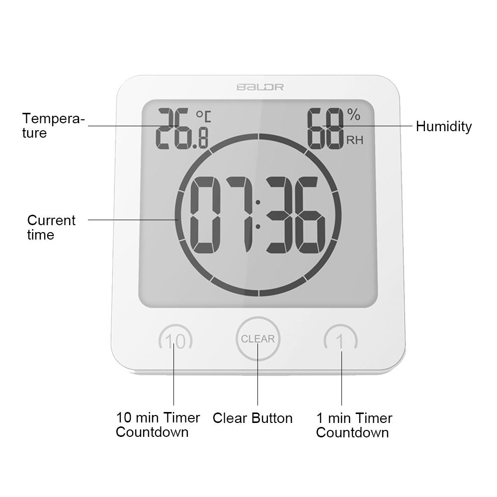 Waterproof Shower Clock w/ Timer (2 Packs), Waterproof