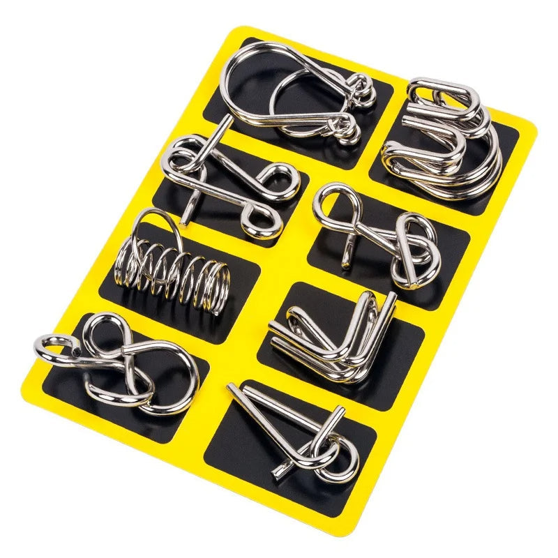 8-Piece Metal Puzzle Ring Set - Brain Teaser Toys for Kids & Adults
