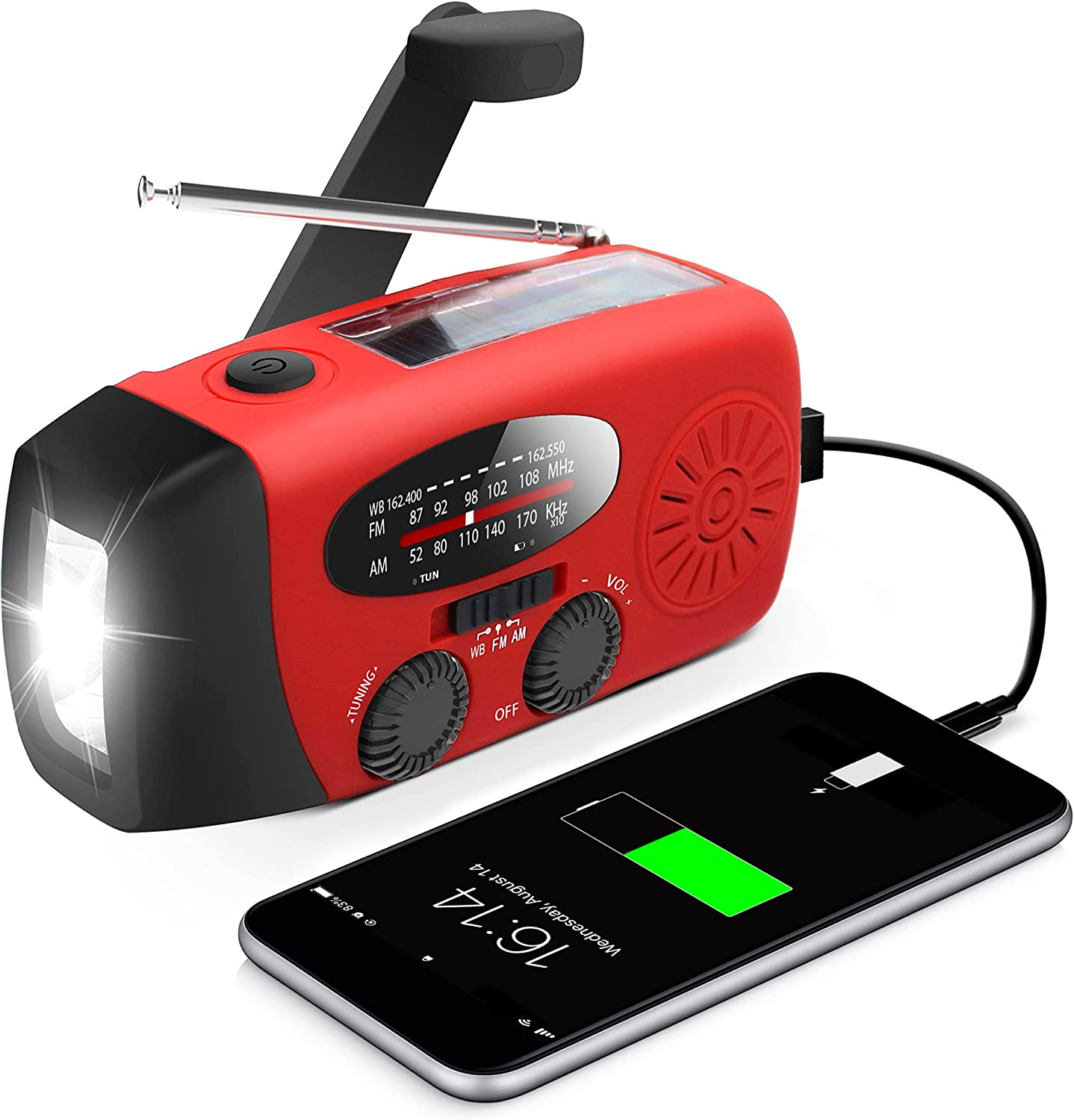 Storm Safe Emergency Am/Fm/Noaa Weather Band Radio With Solar Flash - alternate angle