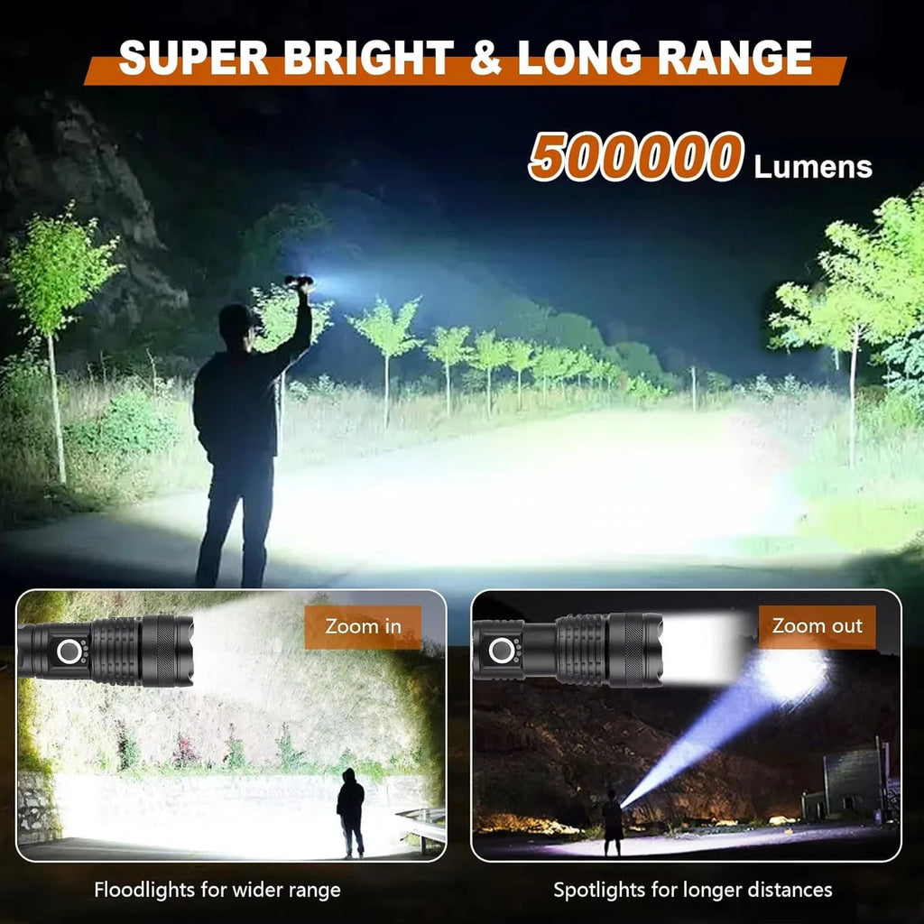 High Lumen Rechargeable Flashlight - in use