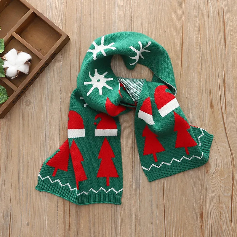 Cute Christmas Knit Scarf for Kids Winter - in use