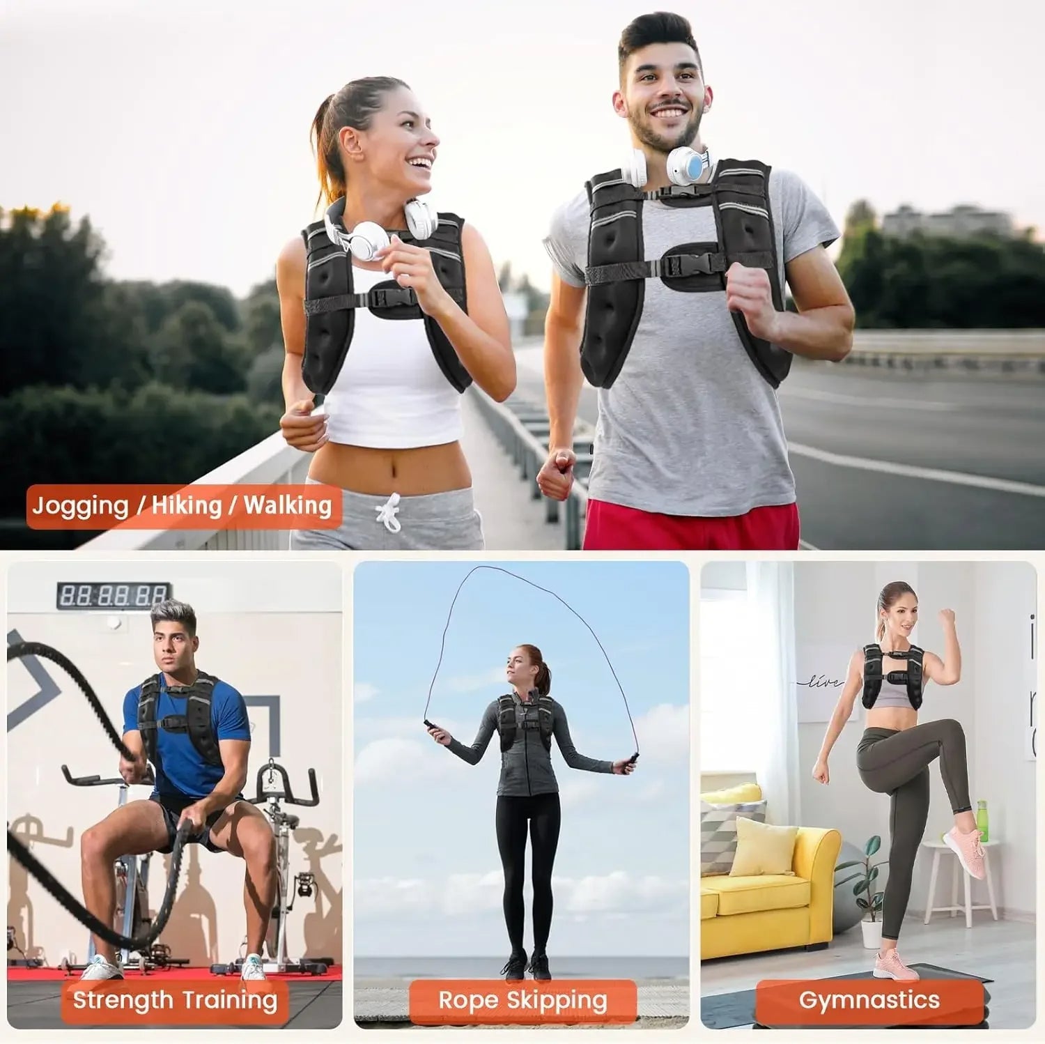 Adjustable Weighted Vest with Reflective Stripes - in use