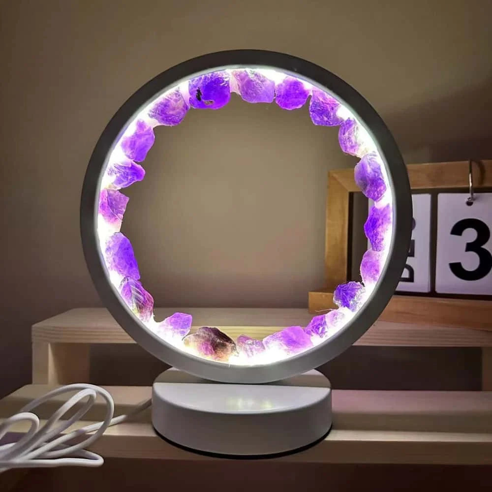 Healing Stone Night Lamp with Crystal Column Design - alternate angle