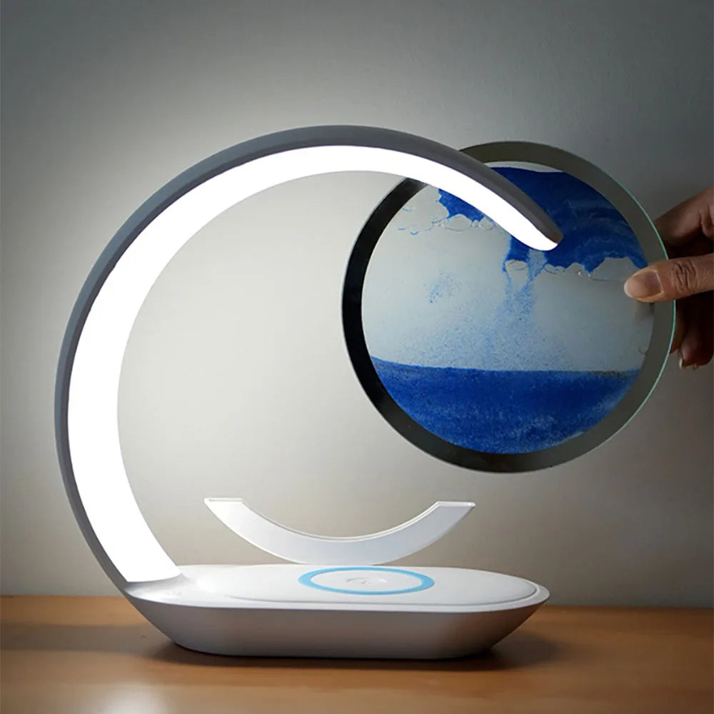 3D Sand Art Table Lamp with Wireless Charger - detail
