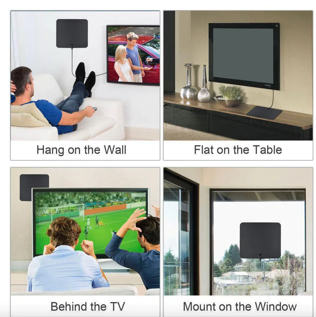 Indoor Digital Amplified Hdtv Antenna with Signal Booster - 300-Mile Range - alternate angle