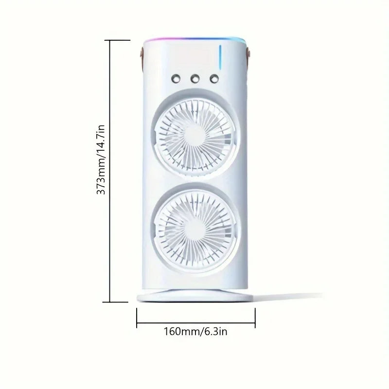 Double Head Portable Air Conditioner Fan - in use