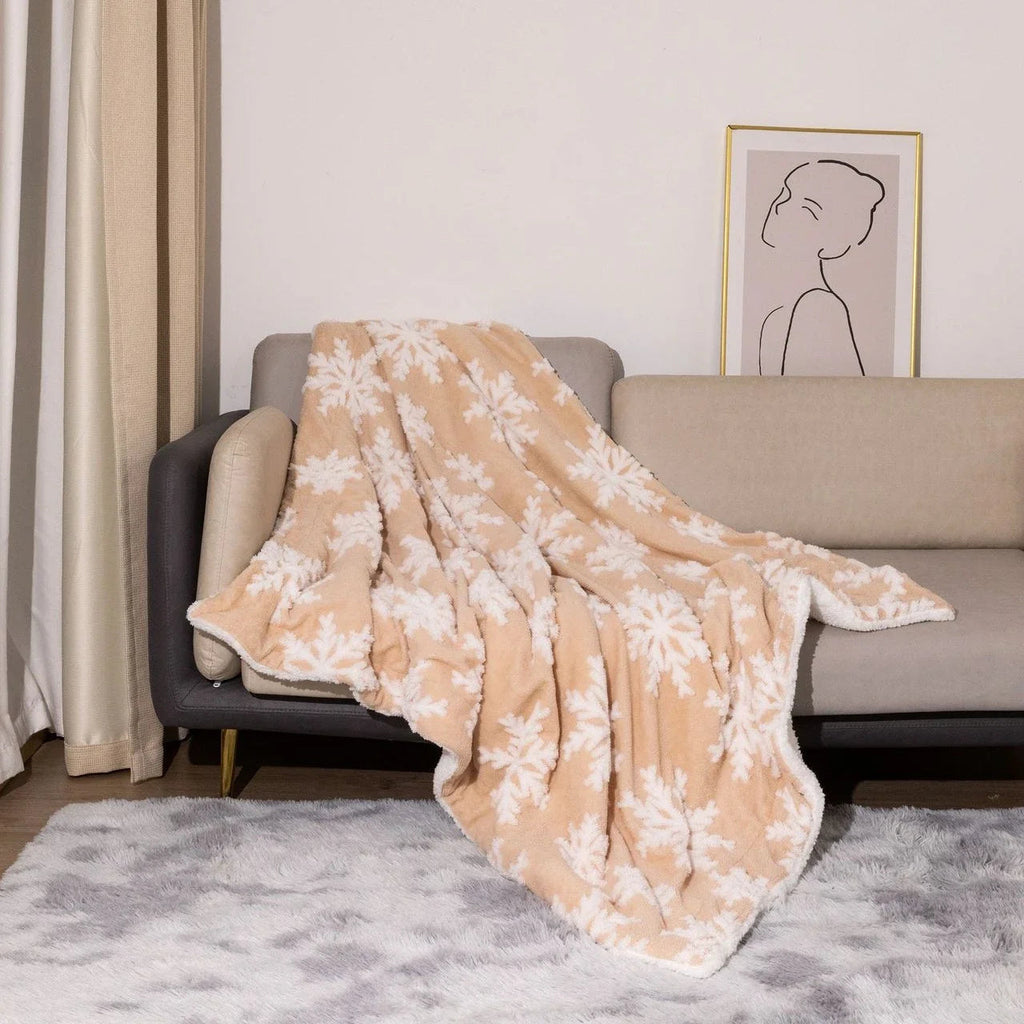 Christmas Wool Blanket Throw for Sofa and Bed - in use