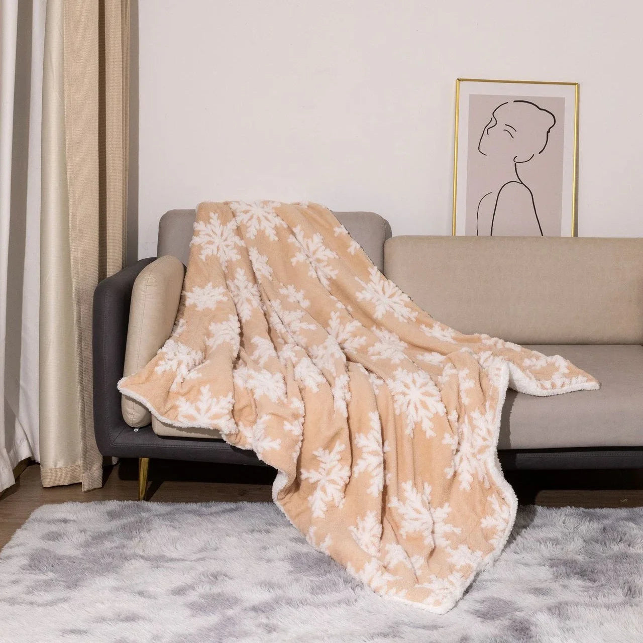 Christmas Wool Blanket Throw for Sofa and Bed - in use