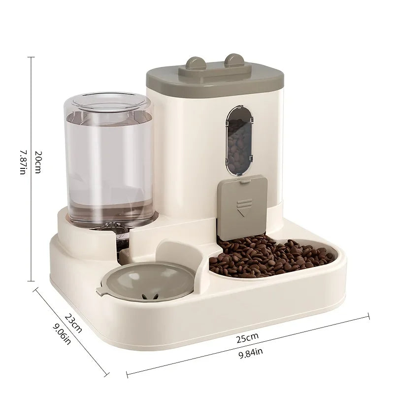 2-in-1 Gravity Pet Feeder and Water Dispenser - in use