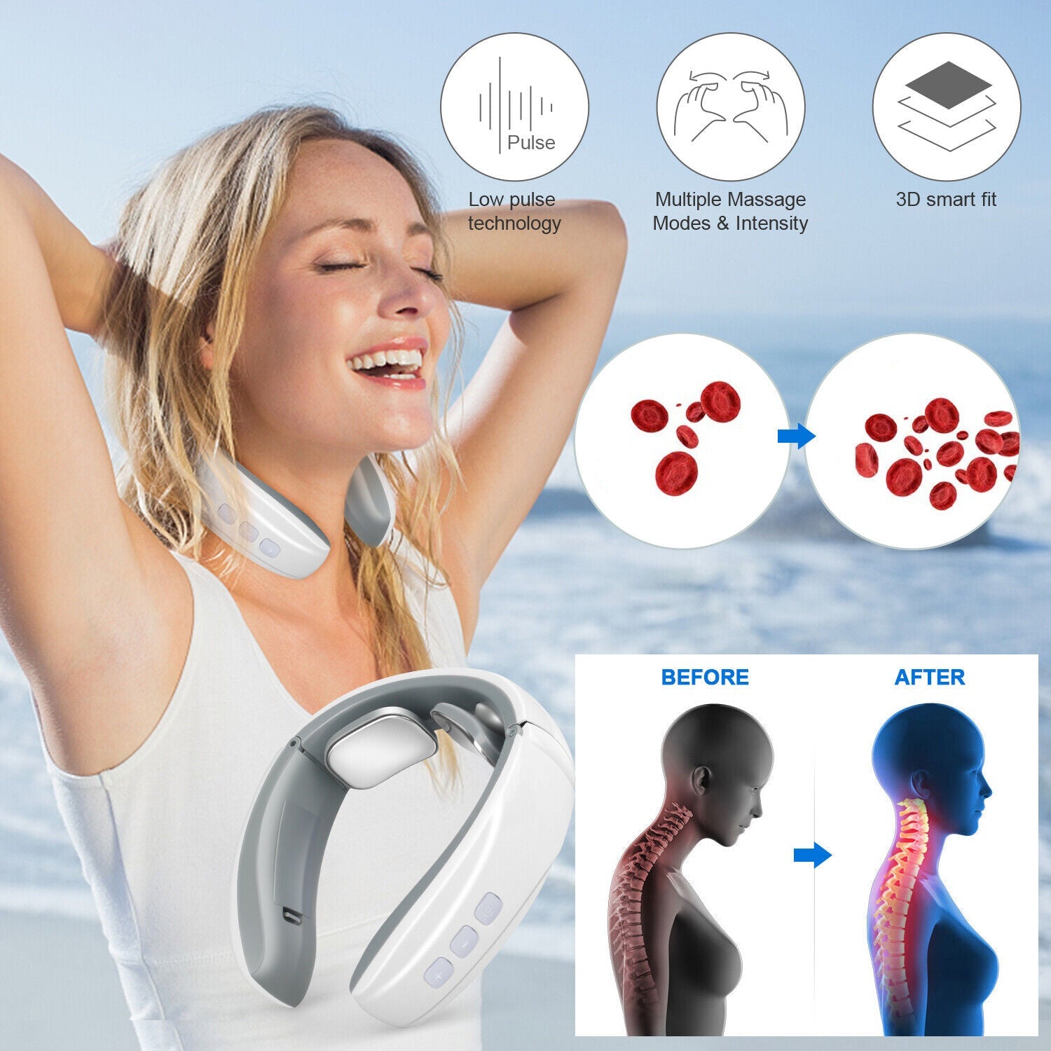 Electric Shock Pulse Neck and Shoulder Kneading Massager - alternate angle